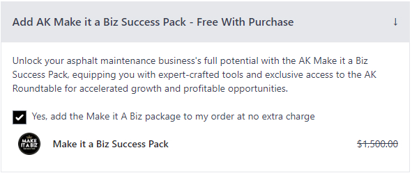 Add AK Make it a Biz Success Pack - Free With Purchase