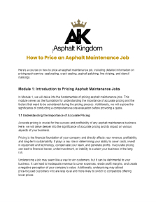 How to Price an Asphalt Maintenance Job Course