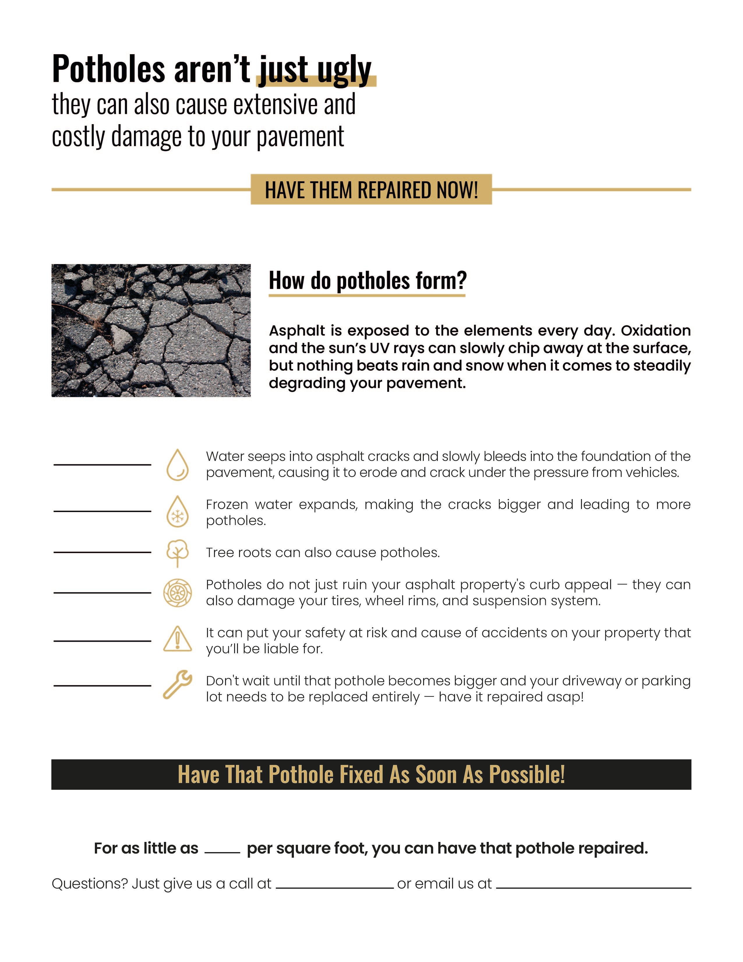 Pothole Repair Flyer Printable