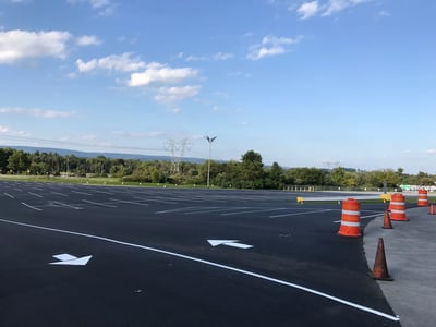 New parking lot with striping